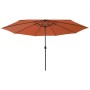 Garden umbrella with LED lights metal pole 400cm terracotta by vidaXL, Umbrellas - Ref: Foro24-312535, Price: 93,51 €, Discou...