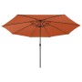 Garden umbrella with LED lights metal pole 400cm terracotta by vidaXL, Umbrellas - Ref: Foro24-312535, Price: 93,51 €, Discou...