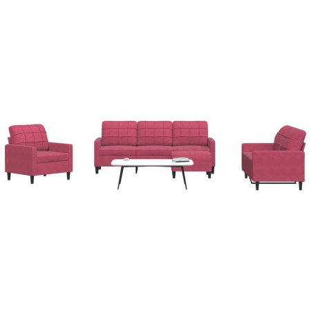 Sofagarnitur mit 4-teiligen Kissen aus bordeauxrotem Samtstoff. von , Sofas - Ref: Foro24-3278365, Preis: 676,68 €, Rabatt: %