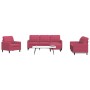 Set of sofas with 4 pieces of red velvet cushions by , Sofas - Ref: Foro24-3278365, Price: 676,68 €, Discount: %