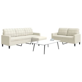 3-piece cream velvet sofa set with cushions by , Sofas - Ref: Foro24-3278409, Price: 534,99 €, Discount: %