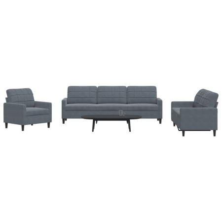 Sofagarnitur mit 4-teiligen dunkelgrauen Samtkissen. von , Sofas - Ref: Foro24-3278442, Preis: 819,52 €, Rabatt: %