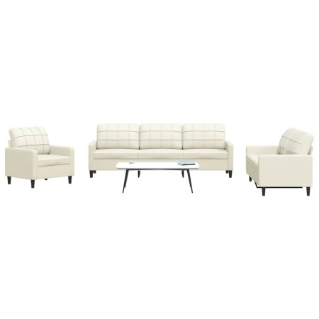 4-piece cream velvet sofa set with cushions by , Sofas - Ref: Foro24-3278449, Price: 718,99 €, Discount: %