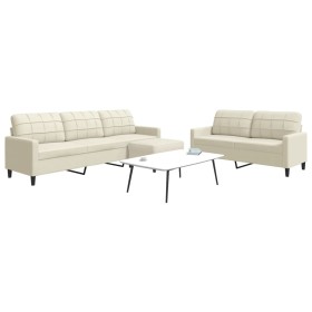 3-piece cream velvet sofa set with cushions by , Sofas - Ref: Foro24-3278489, Price: 572,94 €, Discount: %