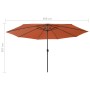 Garden umbrella with LED lights metal pole 400cm terracotta by vidaXL, Umbrellas - Ref: Foro24-312535, Price: 93,51 €, Discou...