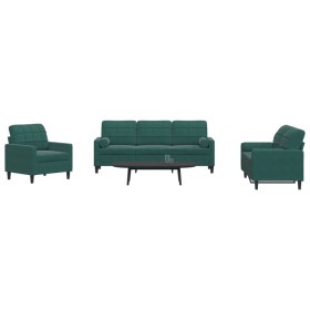 Dreiteiliges Sofaset mit dunkelgrünen Samtkissen. von , Sofas - Ref: Foro24-3278373, Preis: 664,44 €, Rabatt: %