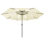 Garden umbrella with LED lights metal pole 400 cm sand by vidaXL, Umbrellas - Ref: Foro24-312530, Price: 101,87 €, Discount: %