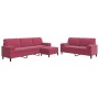 Three-piece velvet sofa set with red wine cushions by , Sofas - Ref: Foro24-3278505, Price: 574,36 €, Discount: %