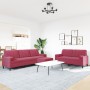 Three-piece velvet sofa set with red wine cushions by , Sofas - Ref: Foro24-3278505, Price: 574,36 €, Discount: %