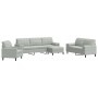 Sofagarnitur mit 4-teiligen Kissen aus hellgrauem Samtstoff. von , Sofas - Ref: Foro24-3278461, Preis: 756,71 €, Rabatt: %