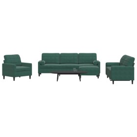 Sofagarnitur mit 4 Teilen, dunkelgrünes Samt und Kissen. von , Sofas - Ref: Foro24-3278463, Preis: 748,35 €, Rabatt: %