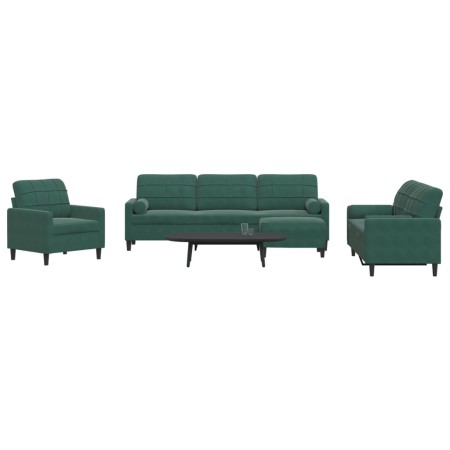 Set of sofas with 4 dark green velvet cushions by , Sofas - Ref: Foro24-3278463, Price: 748,74 €, Discount: %