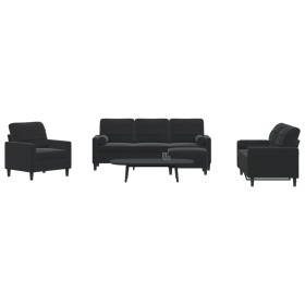 Schwarzes Samt-Sofaset mit 4 Kissenstücken. von , Sofas - Ref: Foro24-3278386, Preis: 718,99 €, Rabatt: %