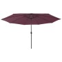 Garden umbrella with LED lights burgundy steel pole 400 cm by vidaXL, Umbrellas - Ref: Foro24-312534, Price: 99,99 €, Discoun...