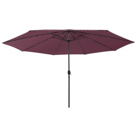 Garden umbrella with LED lights burgundy steel pole 400 cm by vidaXL, Umbrellas - Ref: Foro24-312534, Price: 98,58 €, Discoun...