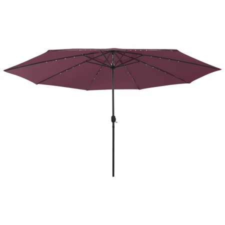 Garden umbrella with LED lights burgundy steel pole 400 cm by vidaXL, Umbrellas - Ref: Foro24-312534, Price: 99,99 €, Discoun...