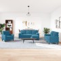 Set of sofas with 4 pieces of blue velvet cushions by , Sofas - Ref: Foro24-3278390, Price: 693,99 €, Discount: %