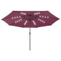 Garden umbrella with LED lights burgundy steel pole 400 cm by vidaXL, Umbrellas - Ref: Foro24-312534, Price: 99,99 €, Discoun...