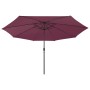 Garden umbrella with LED lights burgundy steel pole 400 cm by vidaXL, Umbrellas - Ref: Foro24-312534, Price: 99,99 €, Discoun...