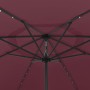 Garden umbrella with LED lights burgundy steel pole 400 cm by vidaXL, Umbrellas - Ref: Foro24-312534, Price: 99,99 €, Discoun...