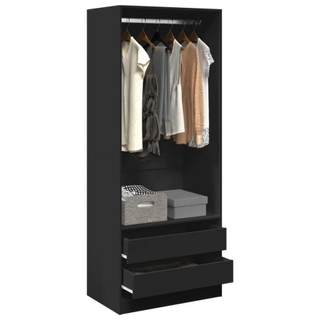 Engineered wood black wardrobe 80x50x200 cm by , Wardrobes - Ref: Foro24-3307748, Price: 194,73 €, Discount: %