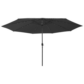 Garden umbrella with LED lights metal pole 400 cm black by vidaXL, Umbrellas - Ref: Foro24-312536, Price: 105,19 €, Discount: %