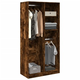 Armario madera contrachapada color roble ahumado 100x50x200 cm de , Armarios roperos - Ref: Foro24-3307769, Precio: 196,88 €,...