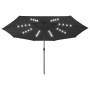 Garden umbrella with LED lights metal pole 400 cm black by vidaXL, Umbrellas - Ref: Foro24-312536, Price: 105,99 €, Discount: %