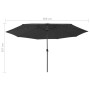 Garden umbrella with LED lights metal pole 400 cm black by vidaXL, Umbrellas - Ref: Foro24-312536, Price: 105,99 €, Discount: %