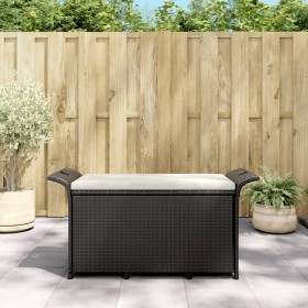 Garden bench with black synthetic rattan cushion 116x46x57 cm by , garden benches - Ref: Foro24-363420, Price: 118,60 €, Disc...