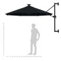 Wall umbrella with LEDs and metal pole 300 cm black by vidaXL, Umbrellas - Ref: Foro24-312528, Price: 118,68 €, Discount: %