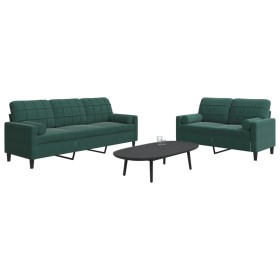 Set of sofas with 2 dark green velvet cushions by , Sofas - Ref: Foro24-3278413, Price: 502,17 €, Discount: %