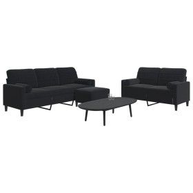 3-piece black velvet sofa set with cushions by , Sofas - Ref: Foro24-3278426, Price: 659,52 €, Discount: %