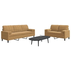 2-piece brown velvet sofa set with cushions by , Sofas - Ref: Foro24-3278418, Price: 502,33 €, Discount: %