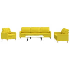 3-piece light yellow fabric sofa set by , Sofas - Ref: Foro24-3278292, Price: 616,10 €, Discount: %