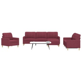 Sofagarnitur mit Fußhockern, 4-teilig, Stoff in Weinrot. von , Sofas - Ref: Foro24-3278301, Preis: 734,55 €, Rabatt: %