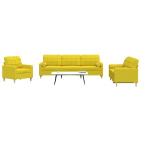 3-piece sofa set with light yellow fabric cushions by , Sofas - Ref: Foro24-3278308, Price: 631,99 €, Discount: %