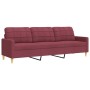 4-piece sofa set with ottoman and cushions in burgundy fabric by , Sofas - Ref: Foro24-3278317, Price: 833,31 €, Discount: %