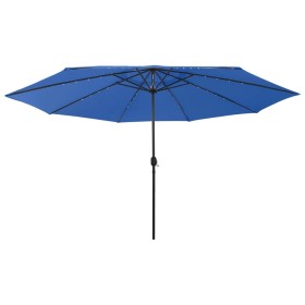 Garden umbrella with LED lights metal pole 400 cm blue by vidaXL, Umbrellas - Ref: Foro24-312537, Price: 105,99 €, Discount: %