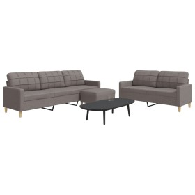 Sofagarnitur mit Fußhocker, 3-teilig, in Grau-Taupe Stoff. von , Sofas - Ref: Foro24-3278334, Preis: 582,22 €, Rabatt: %