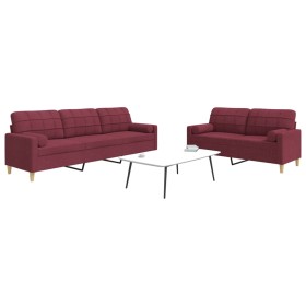 Two-piece sofa set with red wine fabric cushions. by , Sofas - Ref: Foro24-3278341, Price: 556,70 €, Discount: %