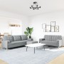 3-piece sofa set with ottoman and light gray fabric cushions by , Sofas - Ref: Foro24-3278343, Price: 548,92 €, Discount: %