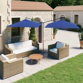 Double parasol with blue steel pole 600x300 cm by vidaXL, Umbrellas - Ref: Foro24-312561, Price: 171,99 €, Discount: %