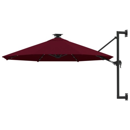 Wandschirm mit LEDs und Metallstange 300 cm bordeauxrot von vidaXL, Sonnenschirme - Ref: Foro24-312526, Preis: 114,99 €, Raba...