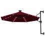 Wall umbrella with LEDs and metal pole 300 cm burgundy by vidaXL, Umbrellas - Ref: Foro24-312526, Price: 125,16 €, Discount: %