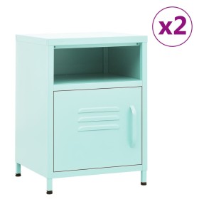 Bedside tables 2 units mint green steel 35x35x51 cm by , Nightstands - Ref: Foro24-3095219, Price: 169,67 €, Discount: %