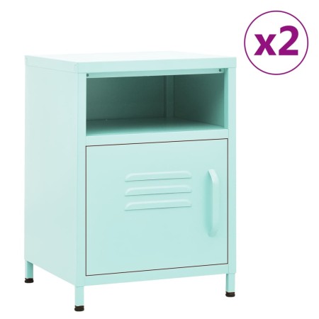 Bedside tables 2 units mint green steel 35x35x51 cm by , Nightstands - Ref: Foro24-3095219, Price: 169,58 €, Discount: %