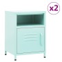 Bedside tables 2 units mint green steel 35x35x51 cm by , Nightstands - Ref: Foro24-3095219, Price: 169,58 €, Discount: %