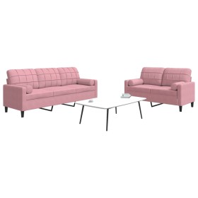 Set of sofas with 2 pink velvet cushions by , Sofas - Ref: Foro24-3278414, Price: 526,34 €, Discount: %