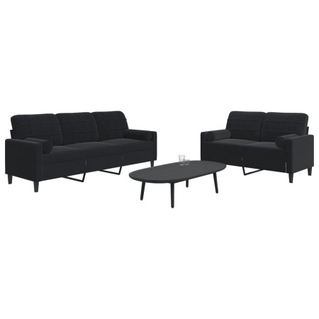 Zweiteiliges Sofaset mit schwarzen Samtkissen. von , Sofas - Ref: Foro24-3278416, Preis: 648,85 €, Rabatt: %